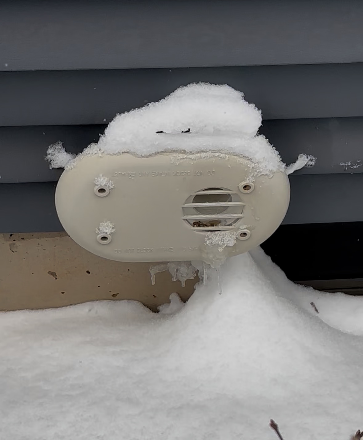 Snow blocked HVAC Pipes